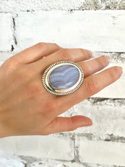 Large Blue Lace Agate Ring