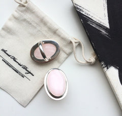 Large Rose Quartz and Sterling Silver Statement Ring