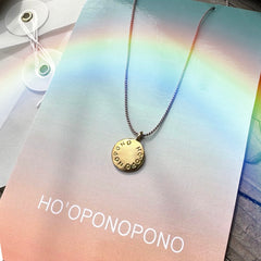 HO'OPONOPONO PEACE COIN Silk Thread Necklace