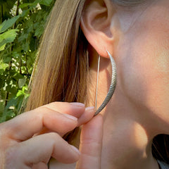 Silver Long Leaf Earrings