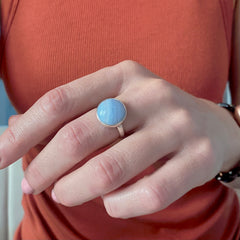 Round Blue Lace Agate Ring