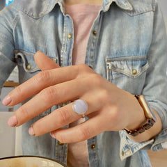 Round Blue Lace Agate Ring