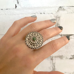 Sundial Fractal Ring Chrysocolla or Jade