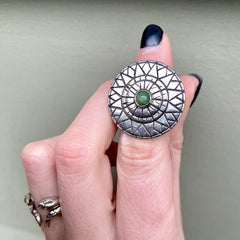 Sundial Fractal Ring Chrysocolla or Jade