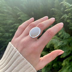 Opaque White Oval Agate Rings