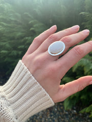 Opaque White Oval Agate Rings