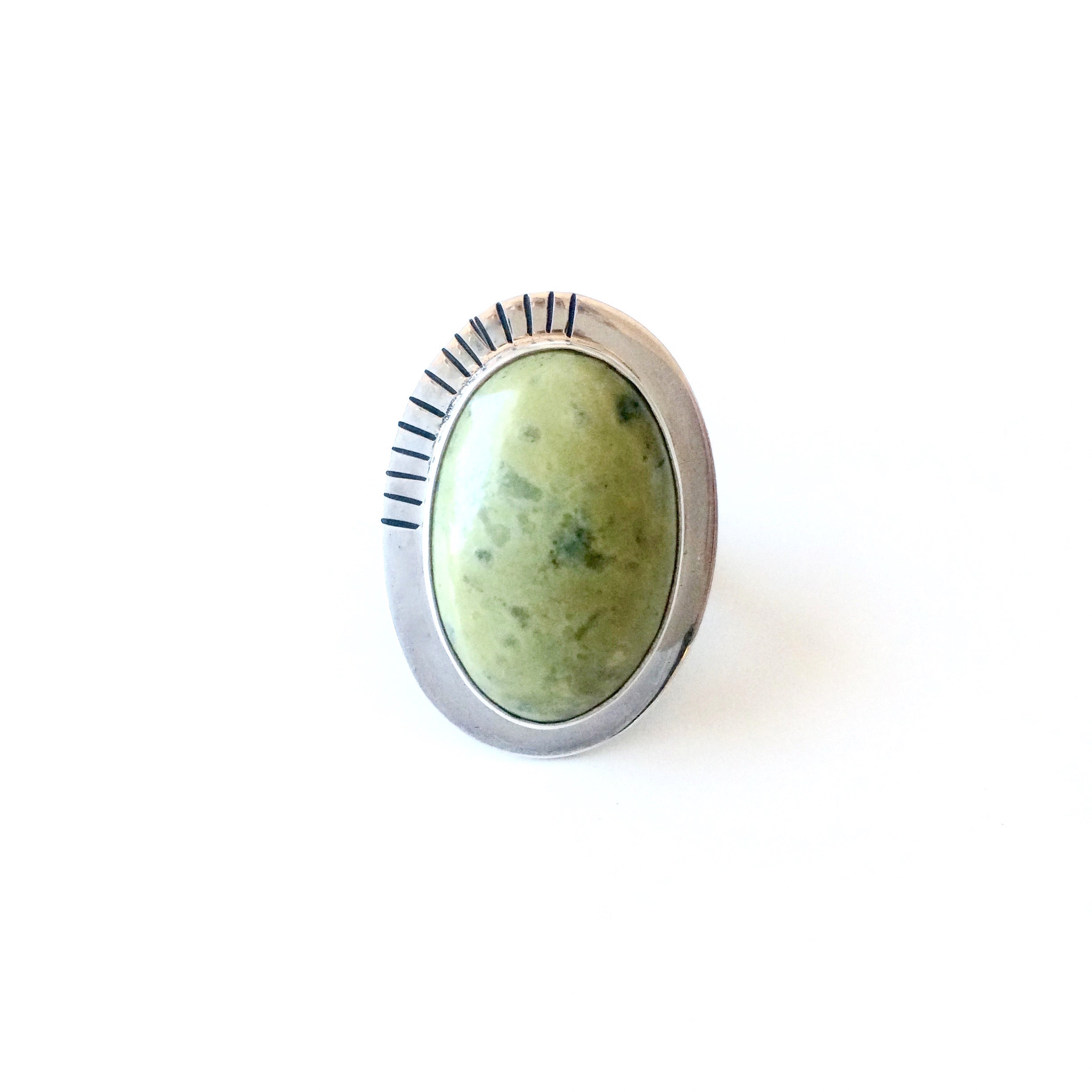 Large Grossular Green Garnet Sterling Silver Statement Ring
