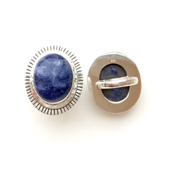 Large Lapis Lazuli Ring and Hammered Sterling Silver Ring